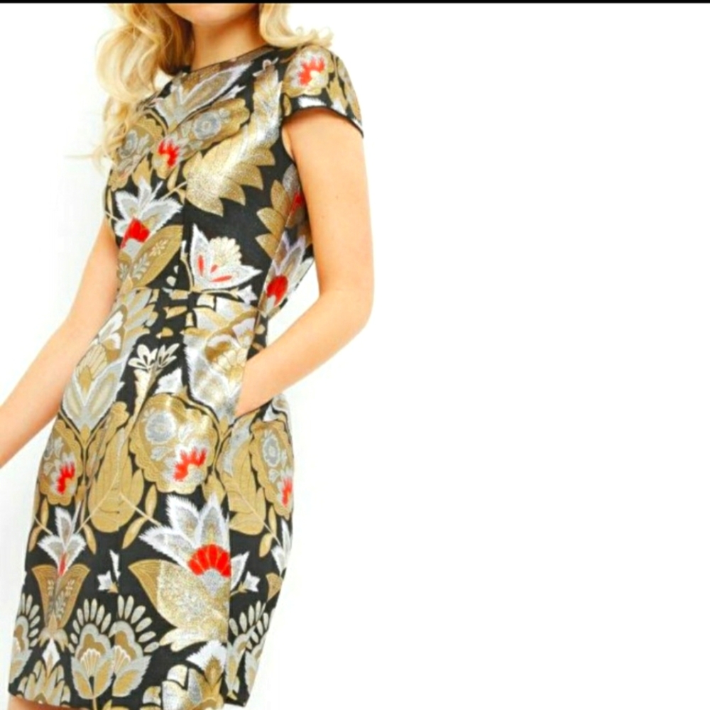 Ted Baker Jacquard Metallic Dress